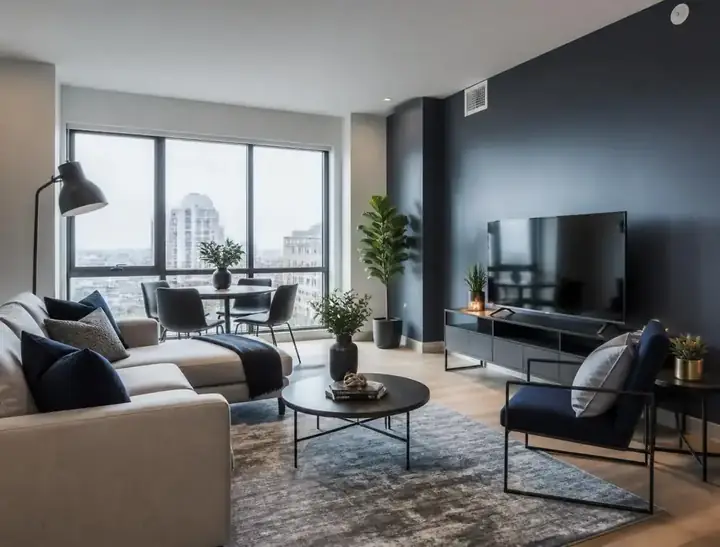 Interior of a modern rental apartment financed with a DSCR loan