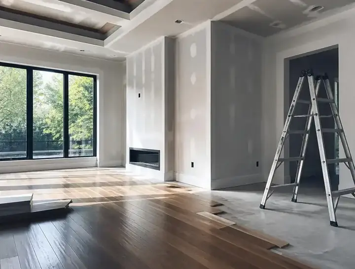 Single-family home interior mid-renovation